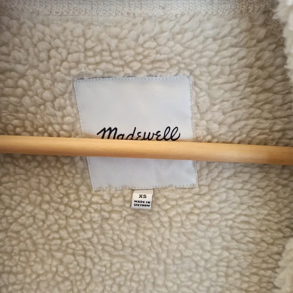 Madewell Women Sherpa Jacket cocoon Coat XSmall Cream Brown Teddy Long - Picture 6 of 12